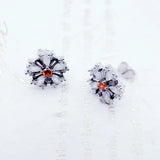 Flower & Stones Stud Earrings 925 Silver