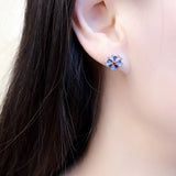Flower & Stones Stud Earrings 925 Silver