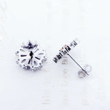 Flower & Stones Stud Earrings 925 Silver