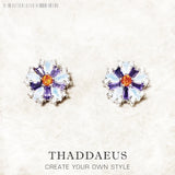 Flower & Stones Stud Earrings 925 Silver