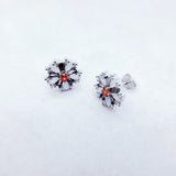 Flower & Stones Stud Earrings 925 Silver