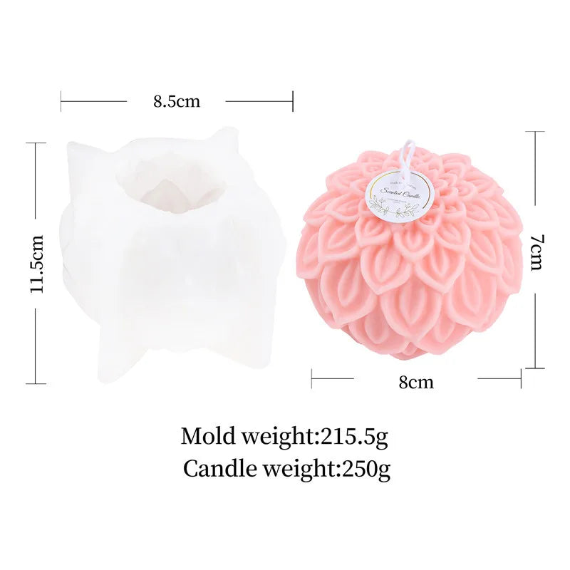 Flower Ball Candle Silicone Mold DIY Lotus Petals Flowers Candle Making Tool