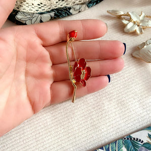 Enamel Tulip Corn Poppy Brooch Pin Romantic Flower Charm Vintage Style