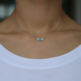 Turquoise Flower Charm 925 Sterling Silver Necklace