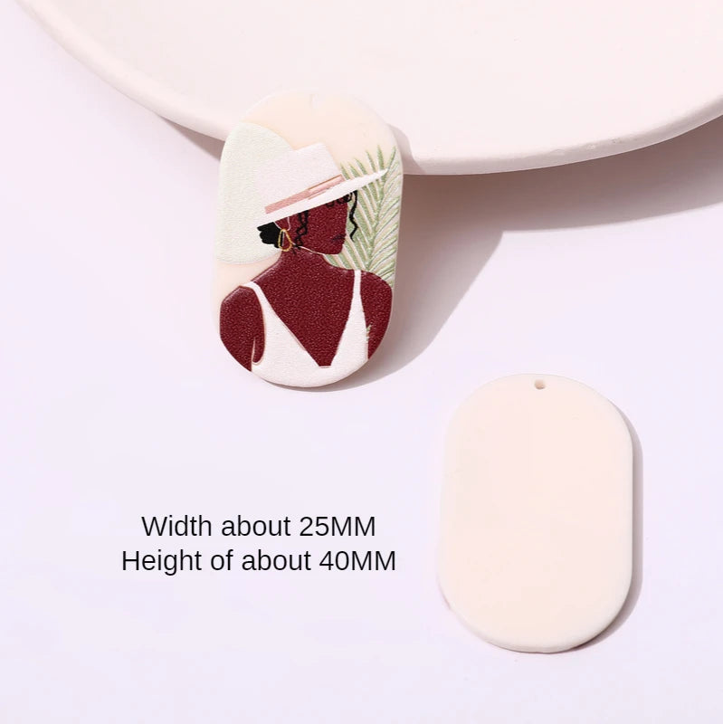 Flower Oval Embossed Acrylic Pendant for DIY Earrings