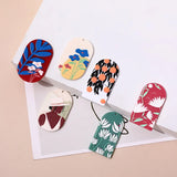Flower Oval Embossed Acrylic Pendant for DIY Earrings