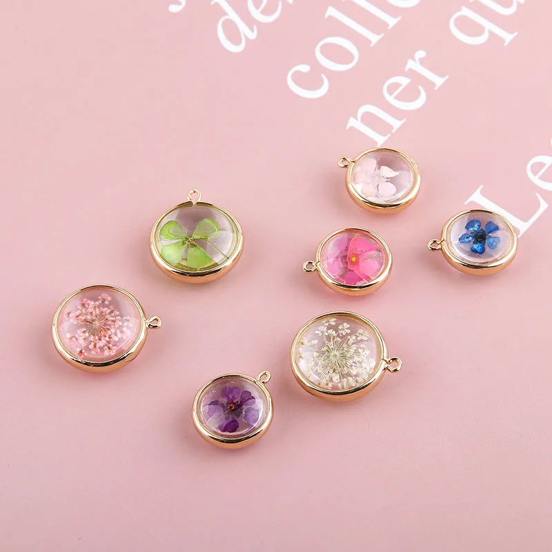 Round Copper/Glass Charms DIY Jewelry 20pcs/lot