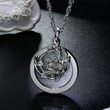Flower Magnifying Glass Necklace Pendant with Chain for Reading