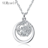 Flower Magnifying Glass Necklace Pendant with Chain for Reading
