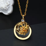 Flower Magnifying Glass Necklace Pendant with Chain for Reading