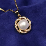 Flower Pearl Pendant 18k Gold-Plated Necklace