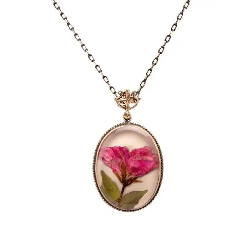 Handcrafted Flower Geranium Resin Necklace