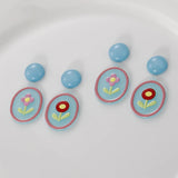 40pcs Flower Geometric Oval Acrylic Charm DIY Jewelry Pendants