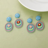 40pcs Flower Geometric Oval Acrylic Charm DIY Jewelry Pendants
