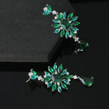 Zircon Flower Water Drop Earrings S925 Silver Vintage Jewelry