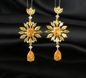 Zircon Flower Water Drop Earrings S925 Silver Vintage Jewelry