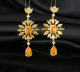 Zircon Flower Water Drop Earrings S925 Silver Vintage Jewelry