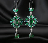Zircon Flower Water Drop Earrings S925 Silver Vintage Jewelry