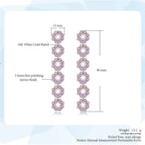 Pink Flower Blossom Pendant Earrings with Cubic Zirconia