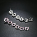 Pink Flower Blossom Pendant Earrings with Cubic Zirconia