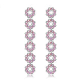 Pink Flower Blossom Pendant Earrings with Cubic Zirconia