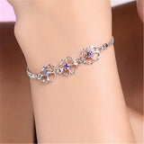 Flower Clover Chain Bracelet 18k Silver Jewelry Accessory