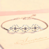 Flower Clover Chain Bracelet 18k Silver Jewelry Accessory