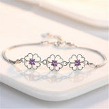 Flower Clover Chain Bracelet 18k Silver Jewelry Accessory