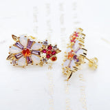 Colourful Stone Studs Earrings, Handcrafted Yellow Jewelry, 925 Sterling Silver