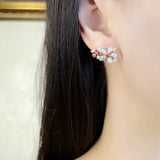 Colourful Stone Studs Earrings, Handcrafted Yellow Jewelry, 925 Sterling Silver