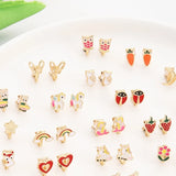 Mixed Fruit Flower Earrings Set for Women