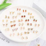 Mixed Fruit Flower Earrings Set for Women