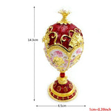 Flowers Faberge-Egg Shape Hand Painted Jewelry Trinket Box