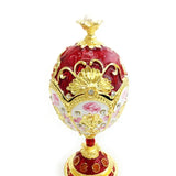 Flowers Faberge-Egg Shape Hand Painted Jewelry Trinket Box