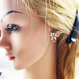 Golden Flower Stud Earrings in 925 Sterling Silver with Colorful Stones
