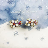 Golden Flower Stud Earrings in 925 Sterling Silver with Colorful Stones