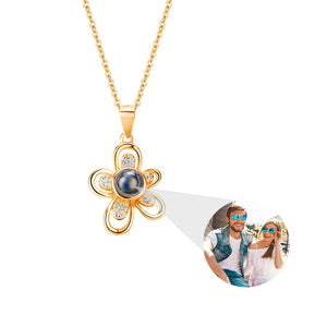 Flower Projection Necklace Pendant Jewelry Romantic Gift