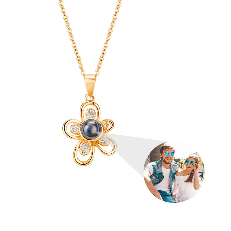 Flower Projection Necklace Pendant Jewelry Romantic Gift