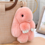 Fluffy Bunny Real Fur Keychain Rex Rabbit Pom Pom Women Bag Pendant Charm