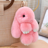 Fluffy Bunny Real Fur Keychain Rex Rabbit Pom Pom Women Bag Pendant Charm
