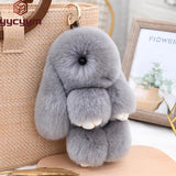 Fluffy Bunny Real Fur Keychain Rex Rabbit Pom Pom Women Bag Pendant Charm
