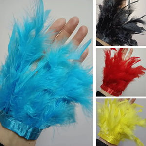 Fluffy Fur Feather Cuffs Women Real Fur Ostrich Feather Arm Cuff