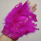 Fluffy Fur Feather Cuffs Women Real Fur Ostrich Feather Arm Cuff