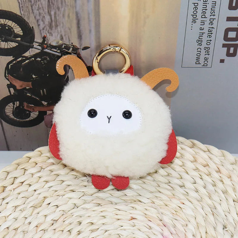 Fluffy Lamb Keyring Bag Pendant Accessories Cute Cartoon Lamb Figure Pendant