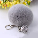 Real Rabbit Fur Keychain Pompom Ball Key Ring Holder Charm Gift