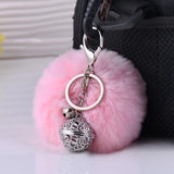 Real Rabbit Fur Keychain Pompom Ball Key Ring Holder Charm Gift