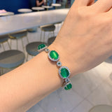 Fluorescent Green Crystal Charm Bracelet Bangle Wedding Jewelry Set
