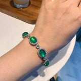 Fluorescent Green Crystal Charm Bracelet Bangle Wedding Jewelry Set