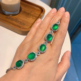 Fluorescent Green Crystal Charm Bracelet Bangle Wedding Jewelry Set