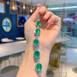 Fluorescent Green Crystal Charm Bracelet Bangle Wedding Jewelry Set